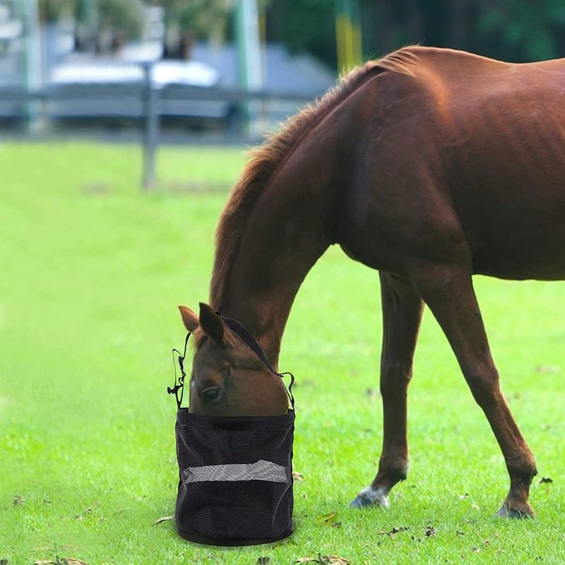 調節可能なマルチサイズ黒青馬フィードバッグネット穴馬給餌バッグペット園芸フィーダー給餌装置|undefined