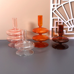 Candle Glass Candle Holder Ornaments Nordic Style Romantic Light Luxury Vintage Candle Cup Glass Cover Creative Chinese Middle Ancient Tea Wax