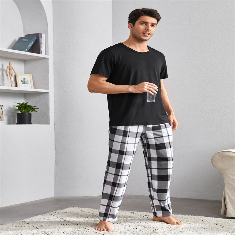Foreign Trade Men's Home Clothes suit Autumn and Winter Casual Outwear Explosions Men's Short-sleeved Crewneck Pants Boys Pajamas Pants