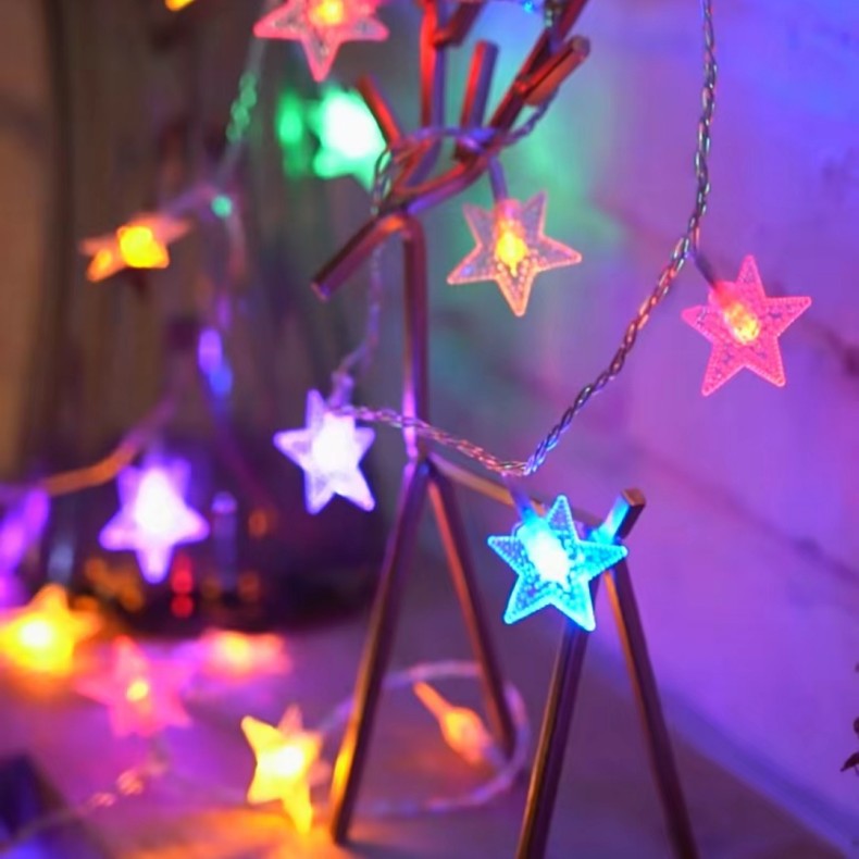 LED star light string flashing light starry string light wedding tapestry tent five-pointed star decorative light moon small colored light