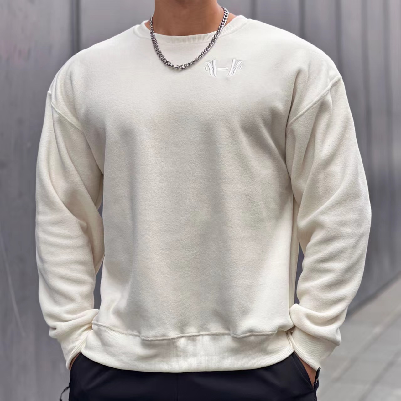 Muscle Autumn and Winter Men's Sports Leisure Running Gym Exercise Double-sided Shake Grain and Velvet Loose Warm Long Sleeve Jacket