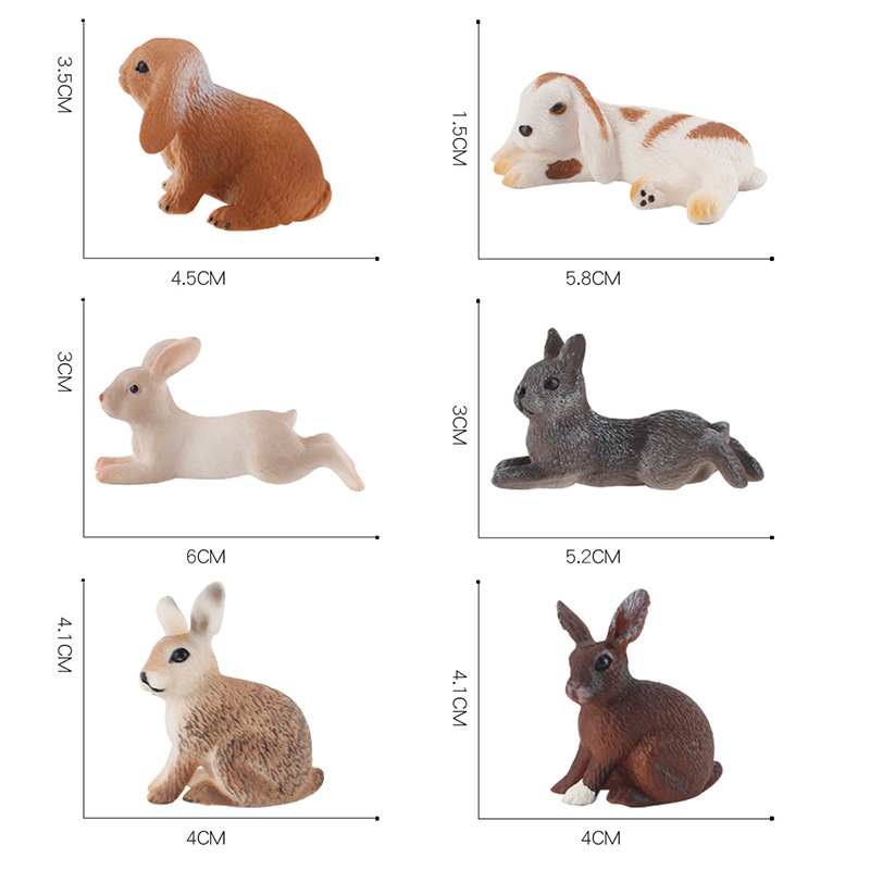 跨境仿真兔子模型套装实心静态盆景摆件垂耳兔野兔静态手办玩具