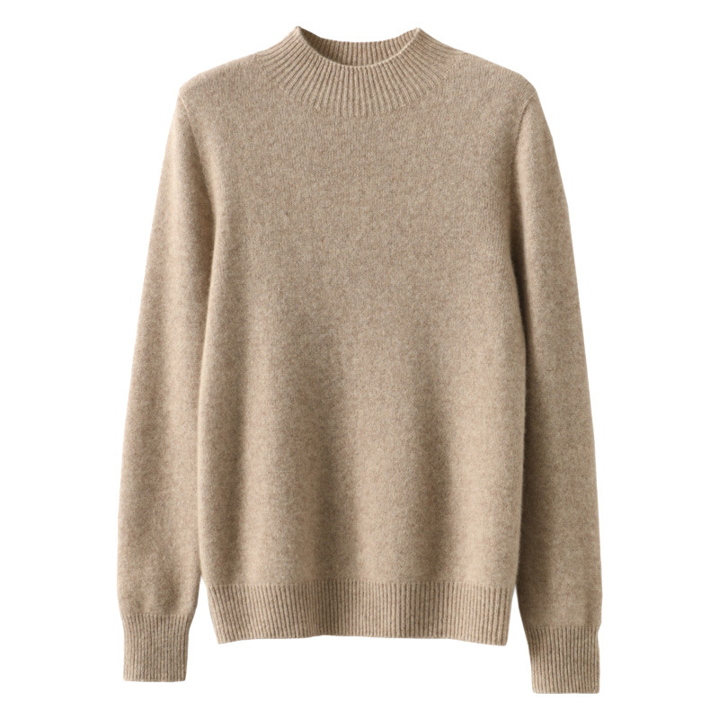 One-Line Readymade Sweater Women's Half-High Collar Base Shirt Top 2022 Autumn and Winter Seamless Solid Color Sweater for Women