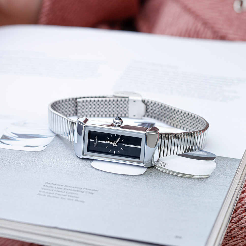 Yiwenlin 2024 new simple elegant strip niche women's watch elegant small steel belt quartz watch for women