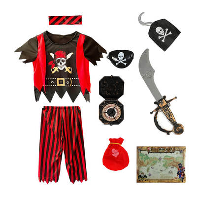 Pirate Decoration Costume Clothes Far Mirror Eye Cover Hat Split Costume Masquerade Halloween Children's Party