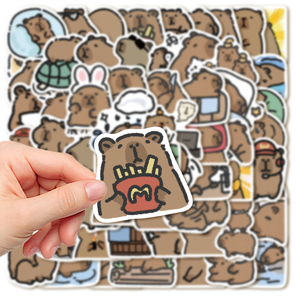 62 cartoon cute little capybara stickers laptop notebook phone case decorative waterproof diy stickers