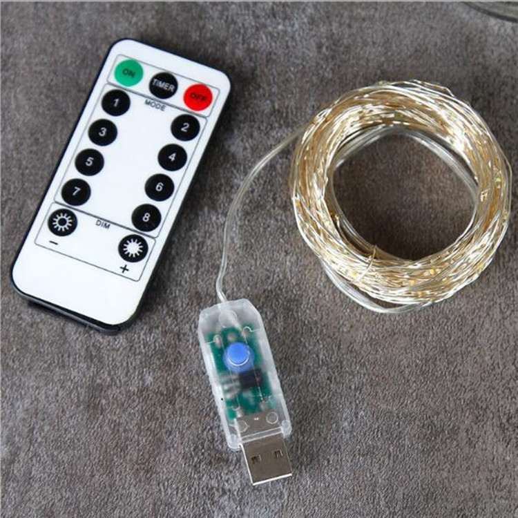 USB copper wire string light remote control waterproof battery box led copper wire light outdoor decorative string light Christmas colored light