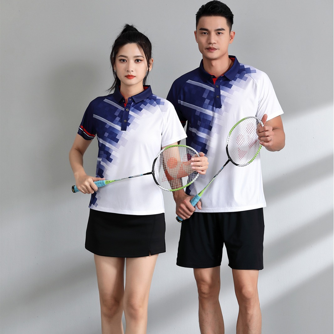 Short-sleeved lapel adult summer quick-drying tennis suit student group purchase competition outdoor fitness top badminton suit