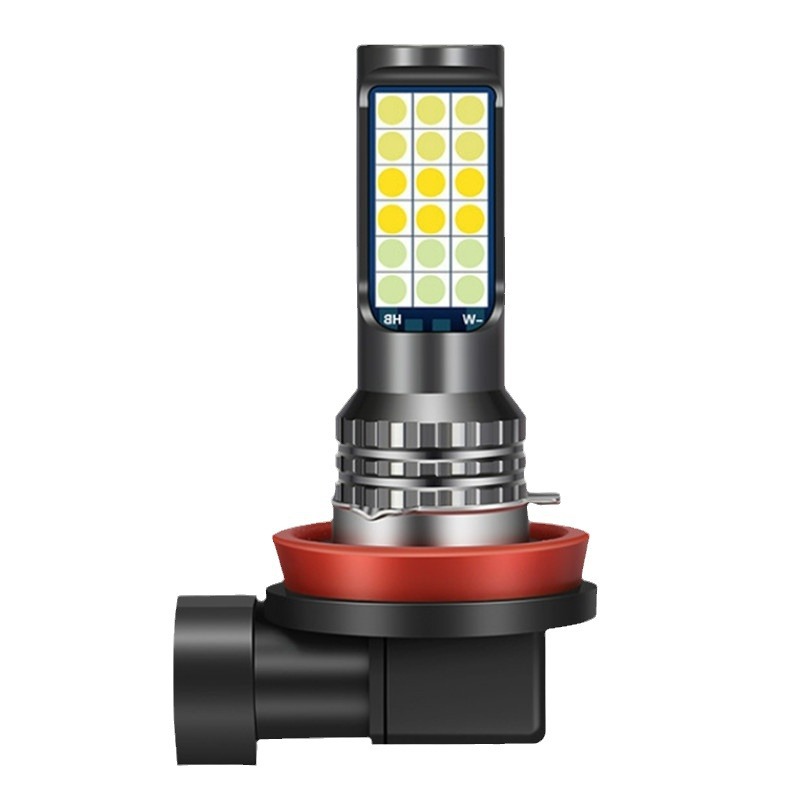 Car led fog lamp burst flash anti-fog lamp super bright H3 H8 H11 modified 3030 two-color three-color front fog lamp bulb