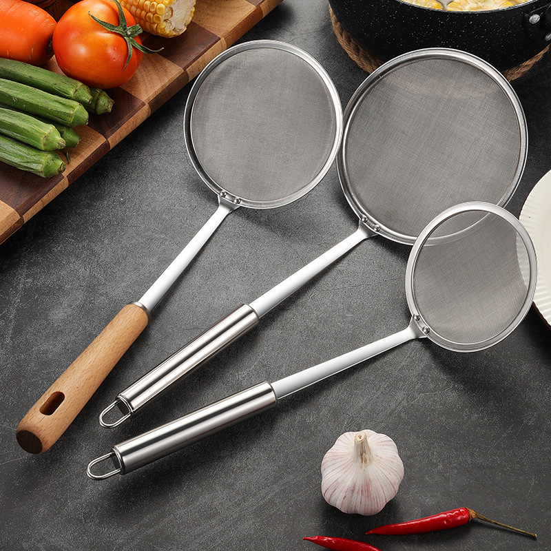 Sanrui 304 stainless steel oil filter spoon skimming oil separator spoon fishing oil colander ultra-fine defoaming 100 mesh filter spoon