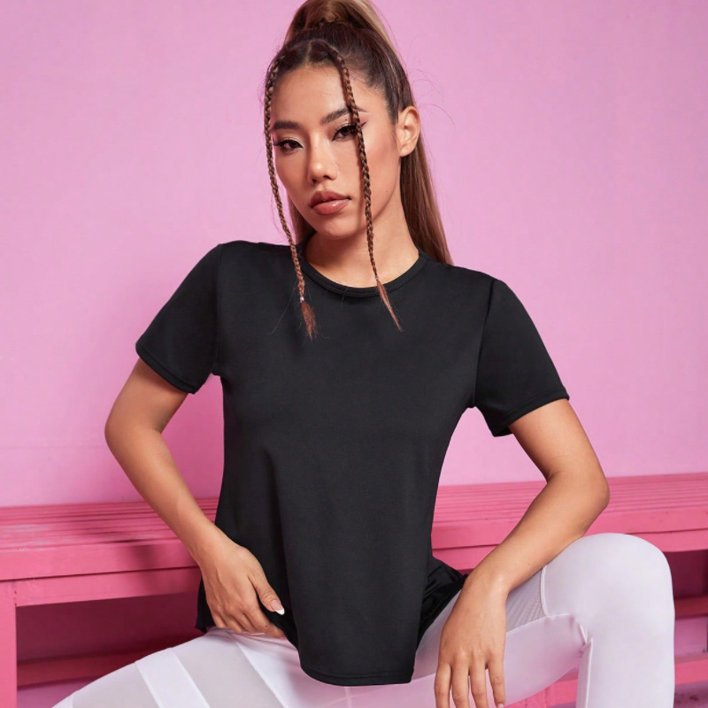 Yoga top women's loose breathable running T-shirt mesh beauty back training workout clothes quick-drying sports blouse short sleeve