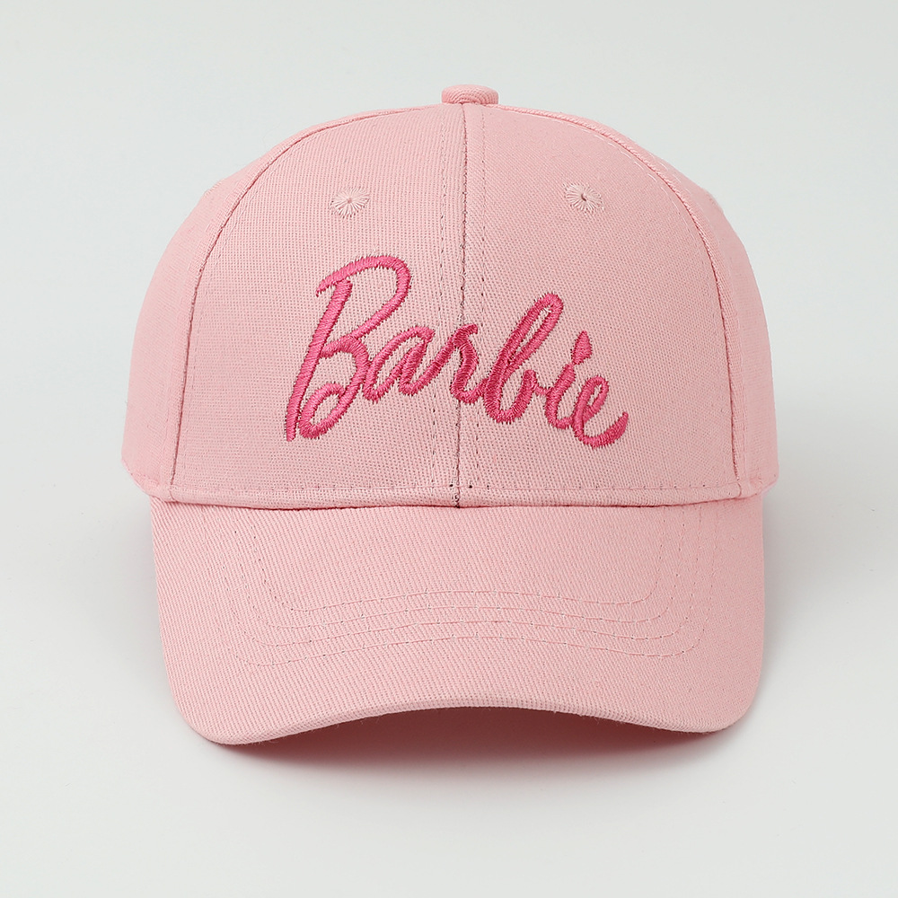 New European and American children's hats Barbie pink duckbill hat boys and girls embroidered baseball cap cartoon sun hat 54CM 