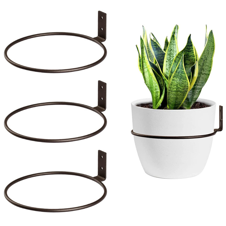 Circular ring iron ring wall-mounted flower pot holder flower basket hook tray fixed ring wreath buckle flower pot holder