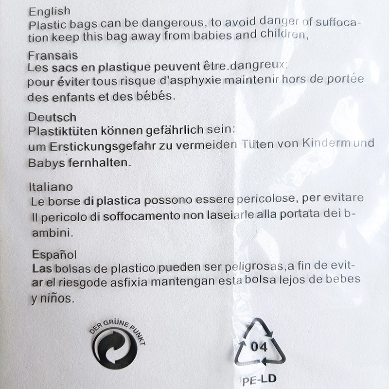Factory printing warning plastic bags industrial plastic bags spot wholesale PE high pressure transparent flat pocket