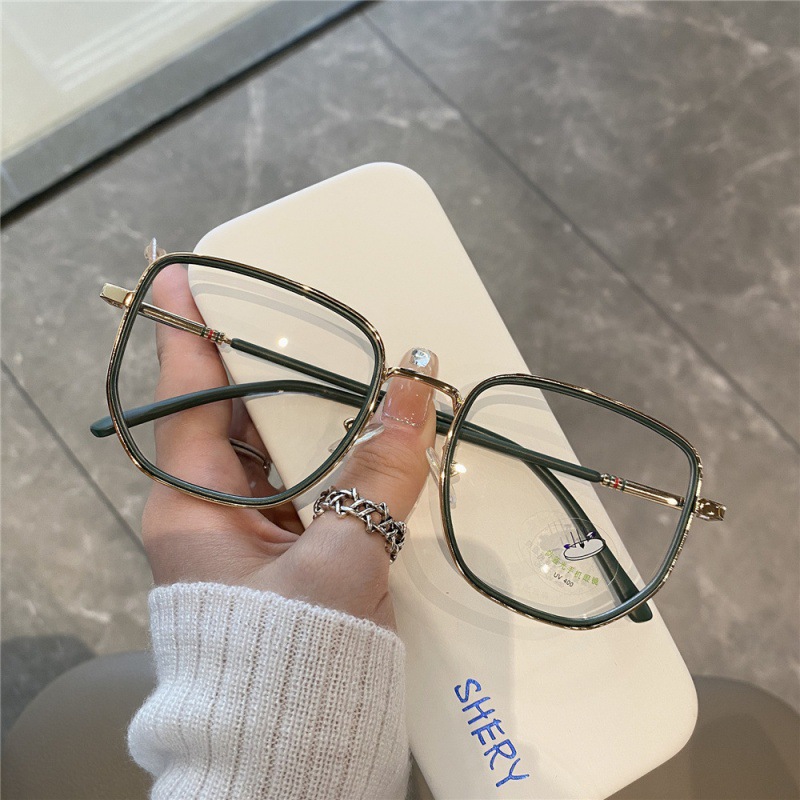 20213 Little Red Riding Book Same Anti-blue Glasses for Men and Women Korean Chao Plain Plain Frame Round Face Slimming