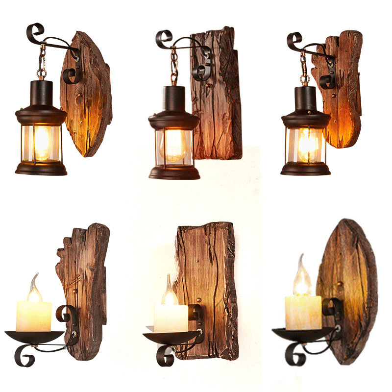 Retro nostalgic boat wood wall lamp industrial style creative clothing hotpot restaurant bar restaurant American style personalized decorative wall lamp