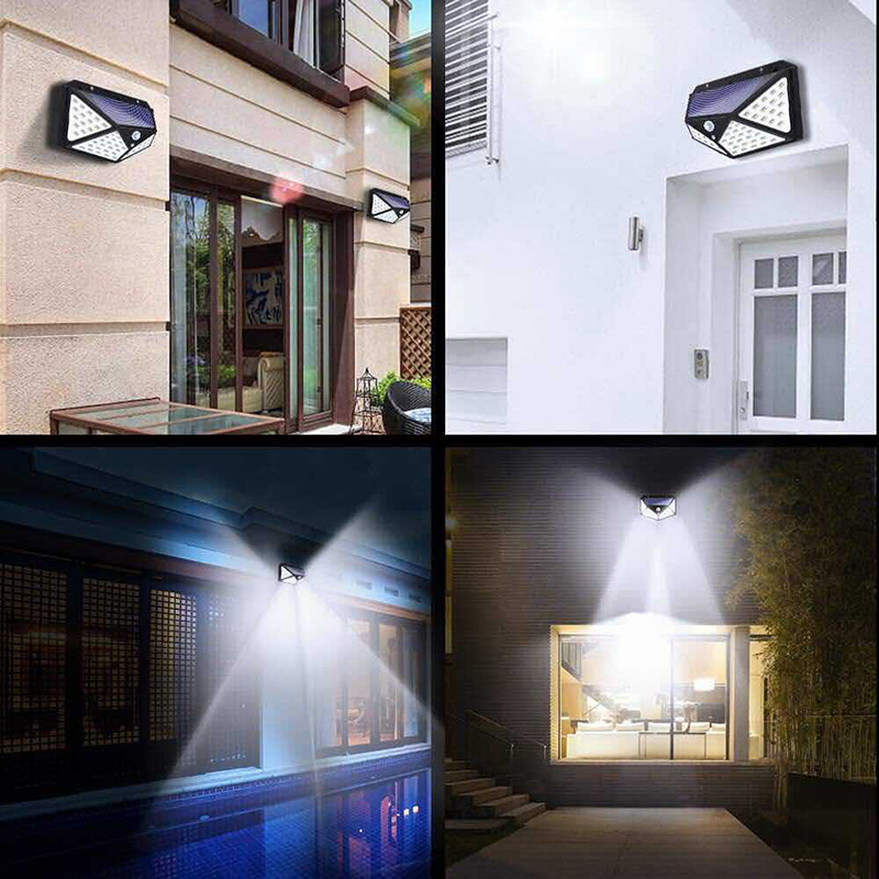 Amazon Hot Sale Outdoor Solar Induction Wall Light 100LED Outdoor Garden Four Sides Light Emitting Garden Light for Home
