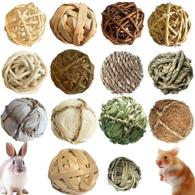 Cross-border natural hand-woven ball rattan ball straw ball molar toy ball rabbit hamster Totoro bite relieving stuffy supplies