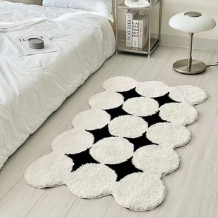 Nordic Simple Style Household Thickened Flocking Carpet Living Room Bedroom Bedside Blanket Shaped Long Velvet Study Anti-Slip Blanket
