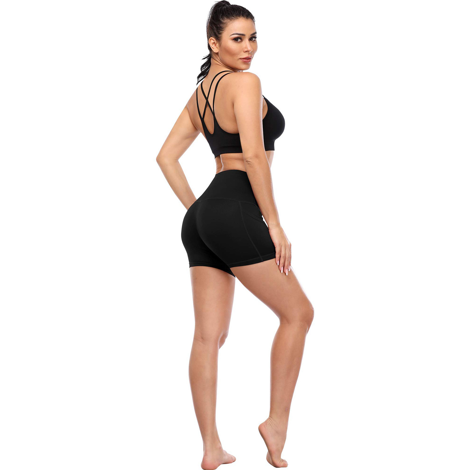 TEMU explosions lulu yoga pants women's high waist hip sports fitness pants slim sports pants women's safety pants