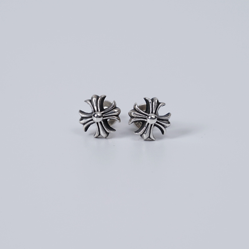 Star Same Style Crocore Old Cruciferous Earrings for Men and Women Retro Anti-allergy Cross Earrings for Men and Women