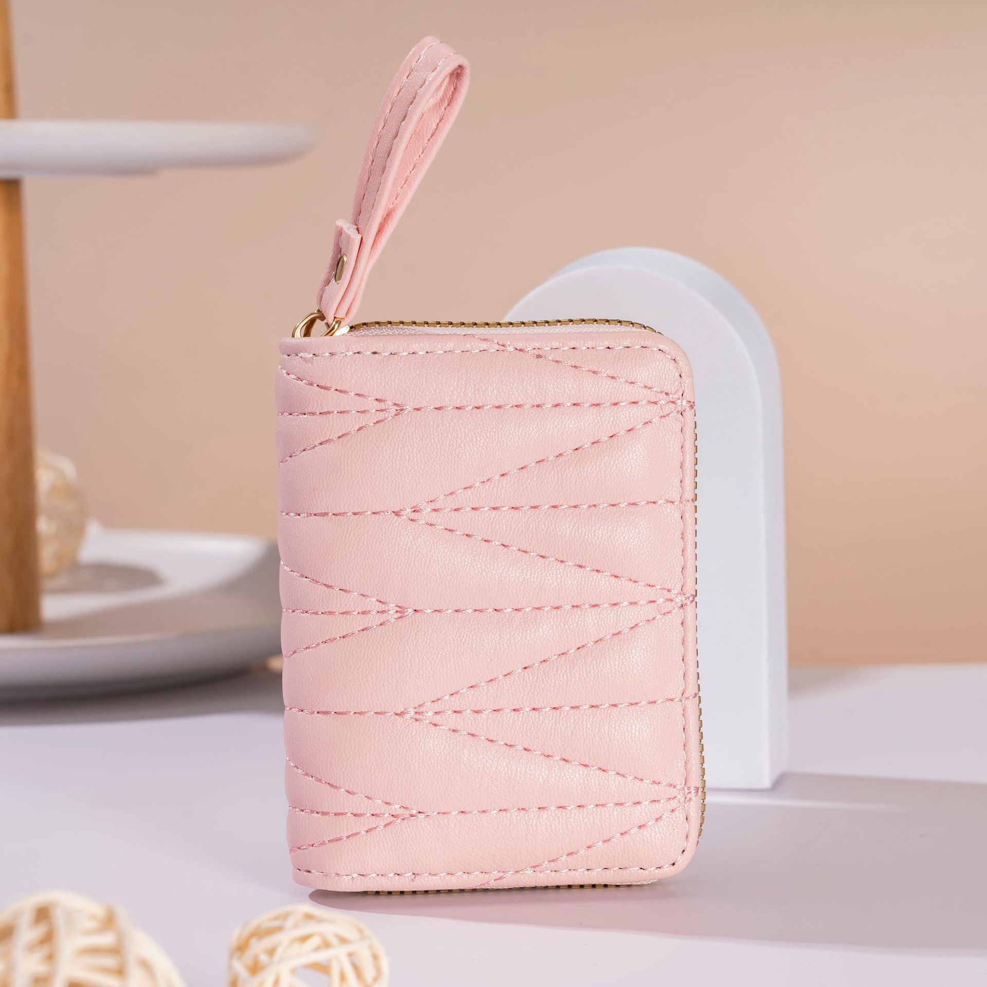 New embroidery thread macaron candy color Chanel style women's organ card holder student coin purse credit card storage bag