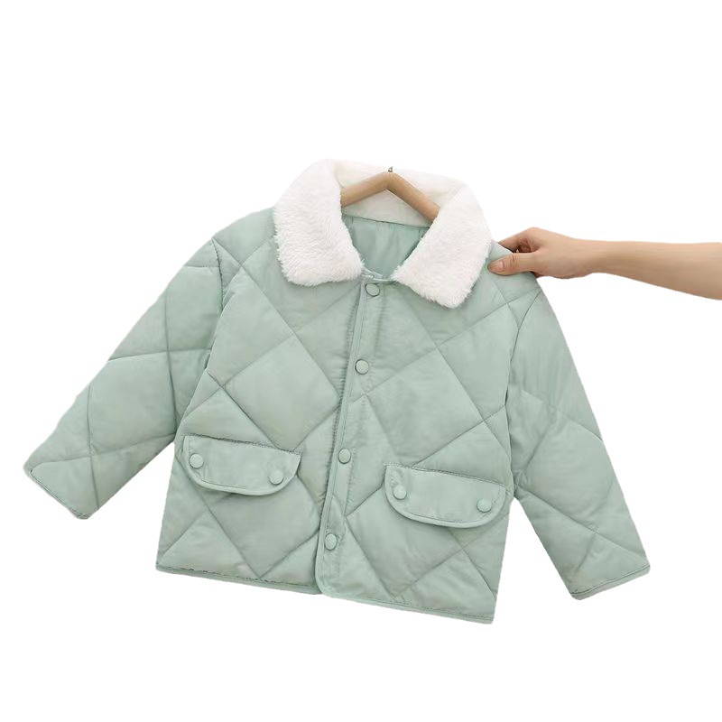 Amazon children's clothing autumn and winter children's Korean down cotton-padded jacket boys and girls baby thick warm fur collar coat winter clothing