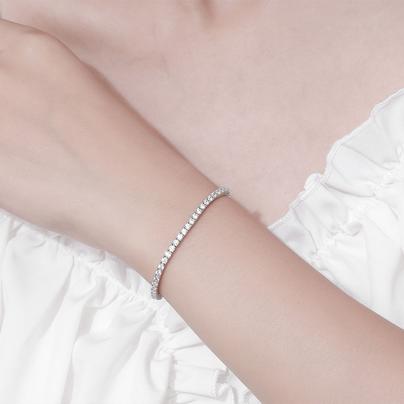 2.5mm6分莫桑ドリルブレスレットins小衆デザイン2023新型シンプル純銀軽贅沢女性誕生日プレゼント|undefined