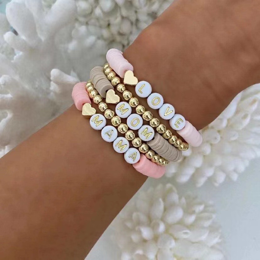 European and American Cross-border Explosions 6mm Rainbow Soft Pottery Jewelry Color Sliced Soft Pottery Bracelet Women's Mix and Match Beach Style Bracelet