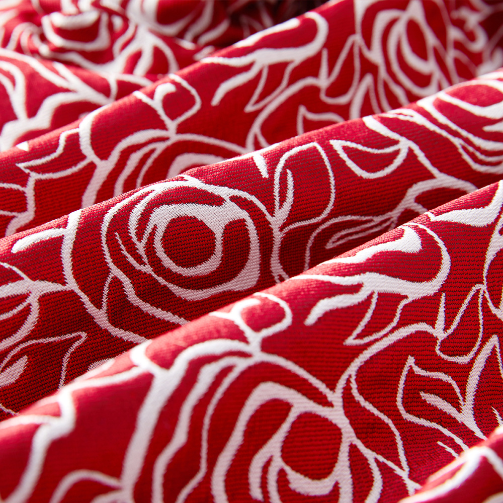 European and American red rose jacquard shawl collar suit