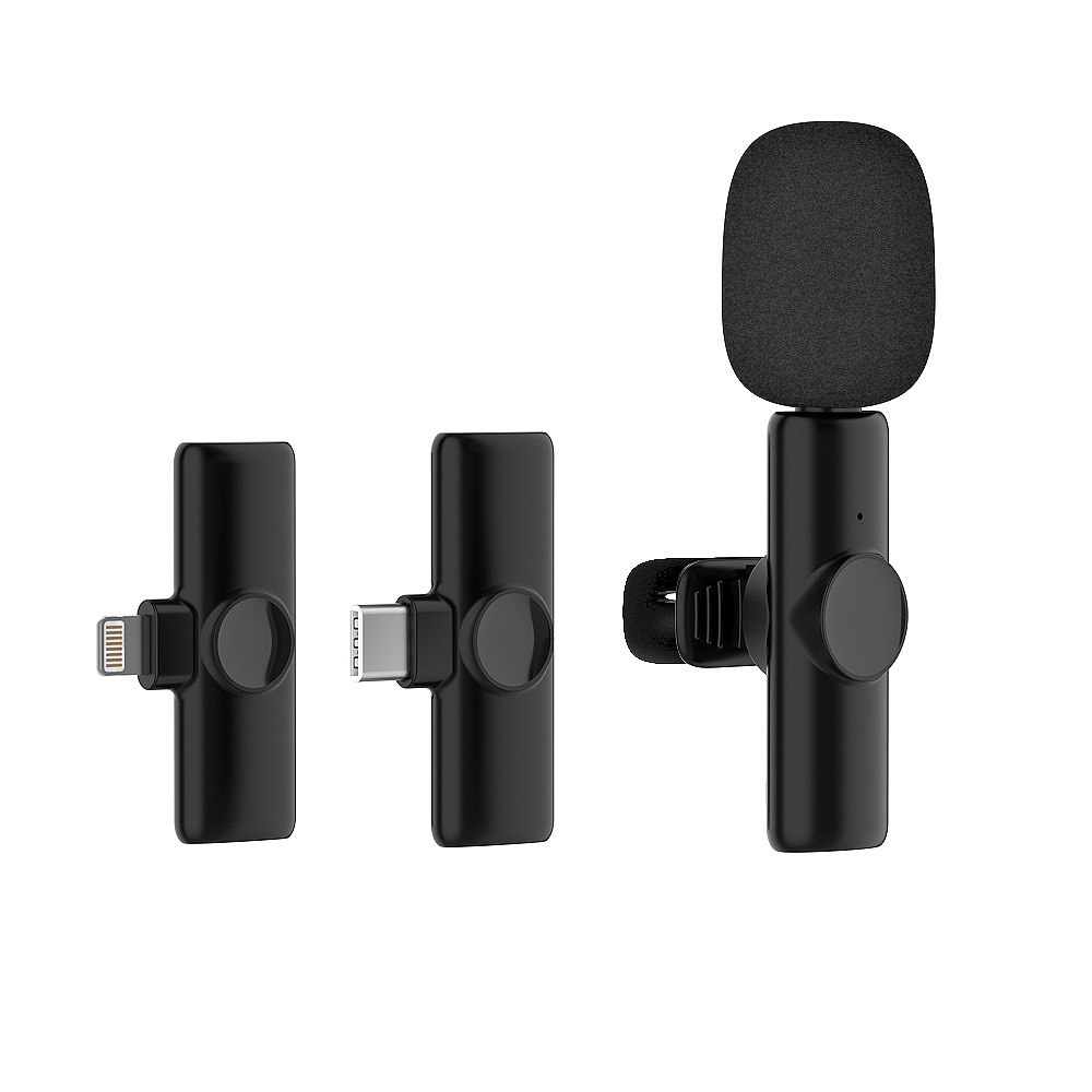 Wireless collar clip microphone K2 one drag two noise reduction 2.4G mobile phone live chattering outdoor microphone factory outlet