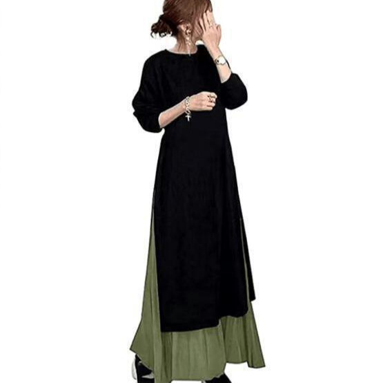 6-color spot cross-border hot selling suit 2022 autumn and winter New long top + skirt two-piece set skirt