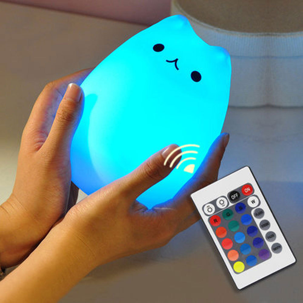 Cartoon cat silicone lamp colorful color silicone animal lamp desktop Pat night light popular cat lamp