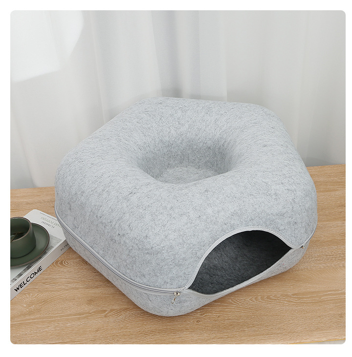 Tunnel Cat Nest Four Seasons Universal Removable and Washable Cat Nest Semi-enclosed Zipper Felt Cat Nest Cat Toy