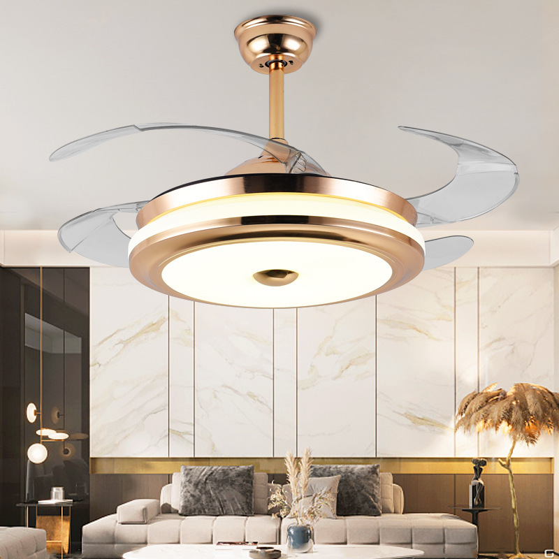 Invisible fan lamp dining room living room bedroom ceiling fan lamp big wind home intelligent inverter fan with pendant lamp integrated