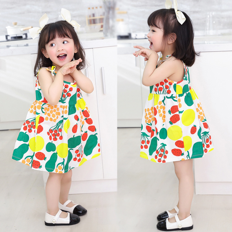 2025 Summer Girl's Skirt Children's Ins Style Princess Slip Skirt Girl's dress New Children's Dress Floral Dress