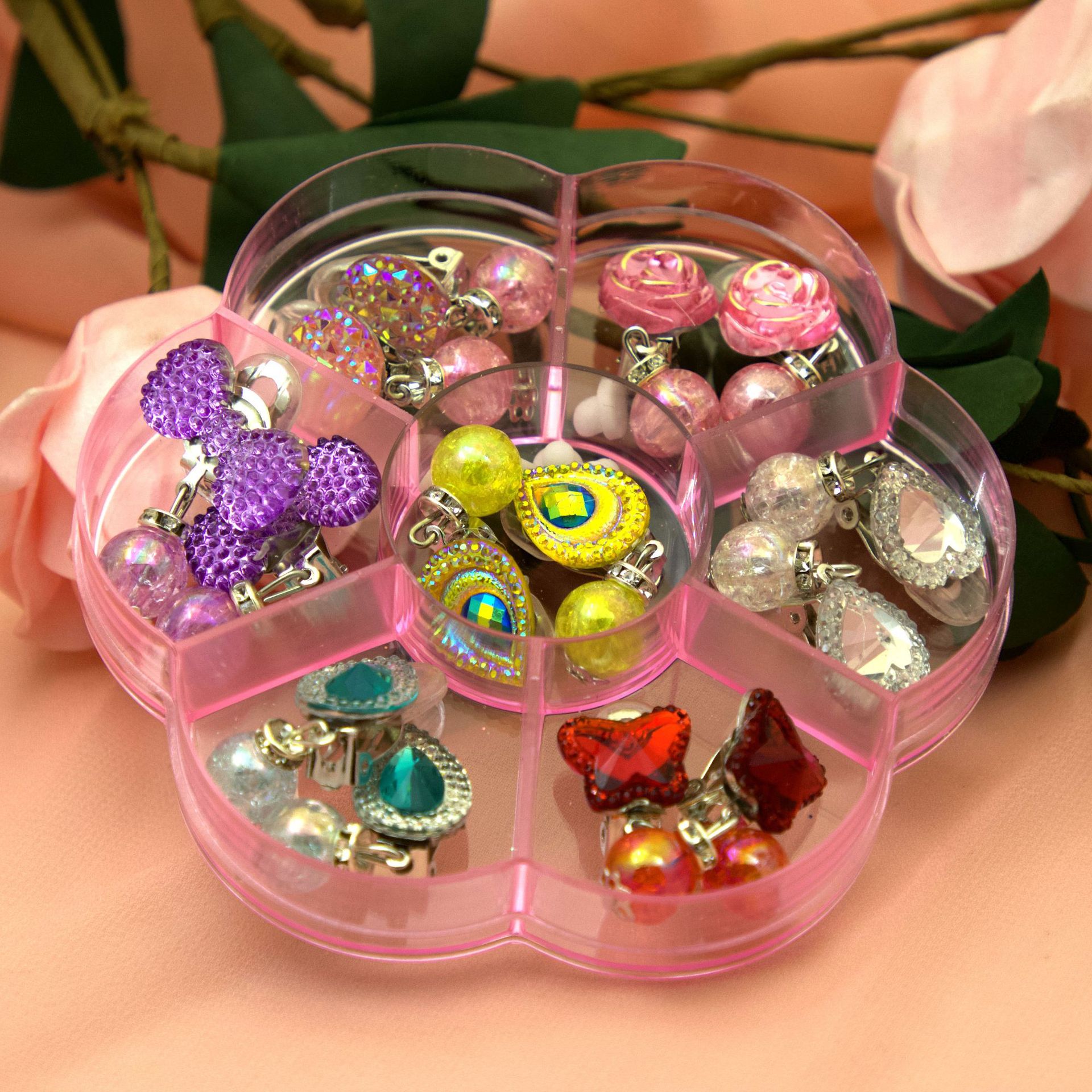 Factory girls new children's Phoenix butterfly flower little princess no hole no hole ear clip earrings plum box set