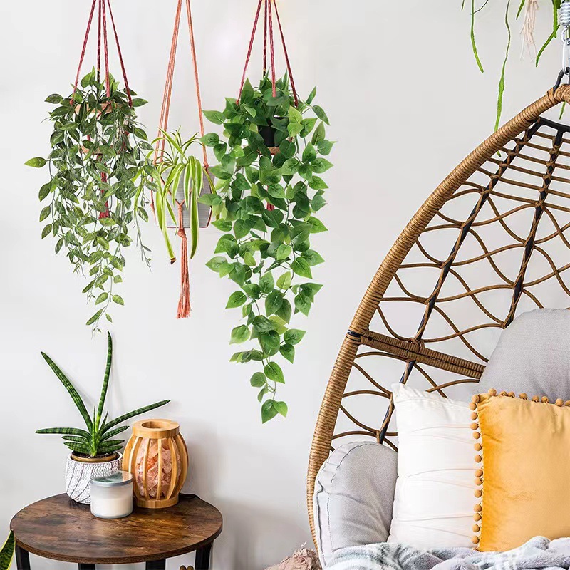 Cross-border artificial potted plant fake hanging plant green eucalyptus Vine Mandala vine with flower pot indoor outdoor decoration