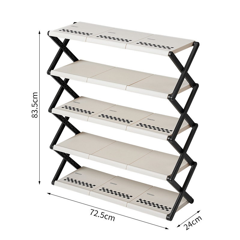 クリーム折りたたみ靴ラック家庭用多層シンプルな収納オーガナイザー戸口寮省スペースポータブル靴キャビネット|undefined
