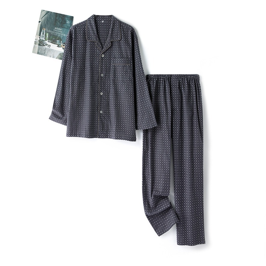 Autumn and winter cotton simple printed flannel pajamas suit cotton home clothes wholesale a generation of Amazon