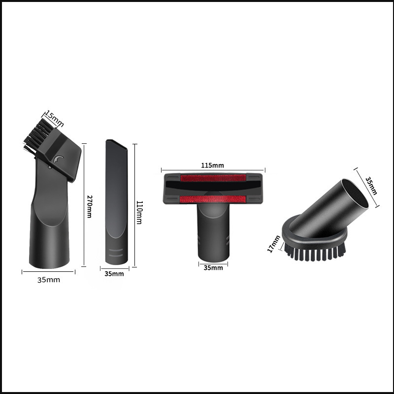 Household vacuum cleaner accessories two-in-one suction head flat suction round brush T-type sofa suction nozzle four-piece set inner diameter 35mm