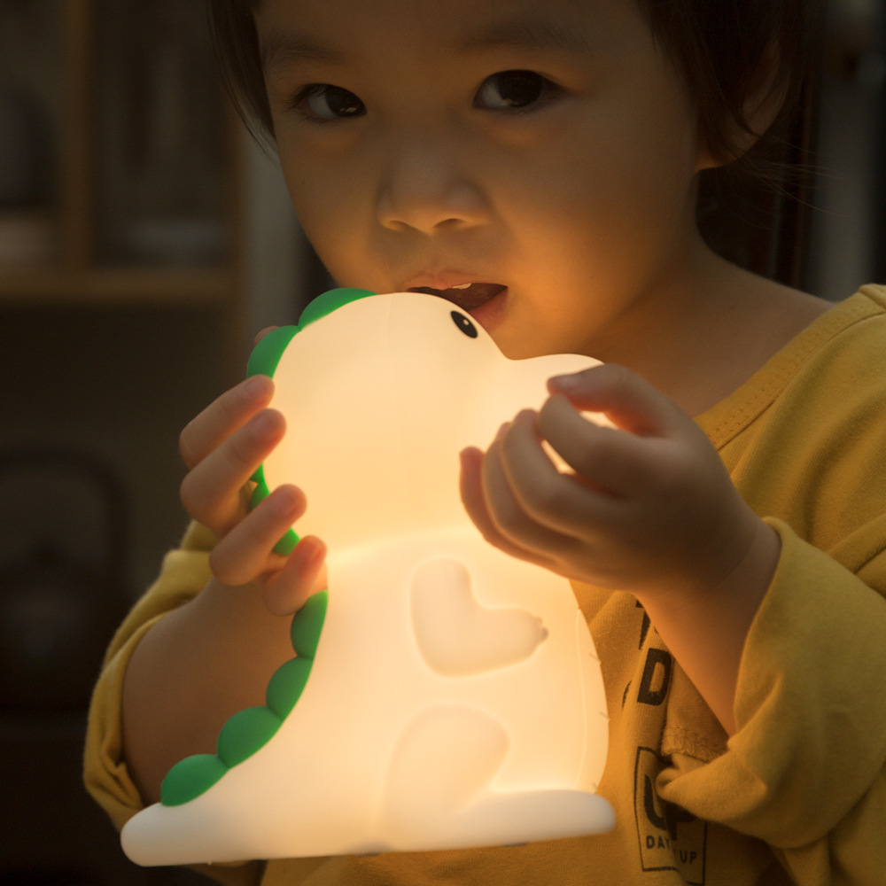 Creative dinosaur silicone night light LED light USB charging warm light colorful racket color changing dimming Hart Dragon Night Light