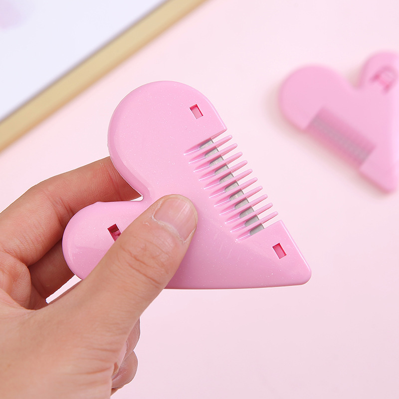 Peach heart double-sided hair comb bangs trimmer hair trimming comb children's cut-proof hair clipper blade can be replaced