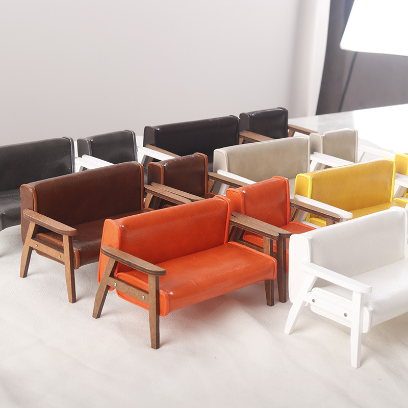 Miniature model food and play mini leather sofa chair 1:12 points ob11 doll house dollhouse diy