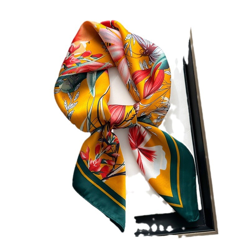 Korean New Small Square Scarf Women's Scarf 70cm Letter Printed Scarf Square Shawl Hair Scarf Wholesale Headscarf Hair Accessories