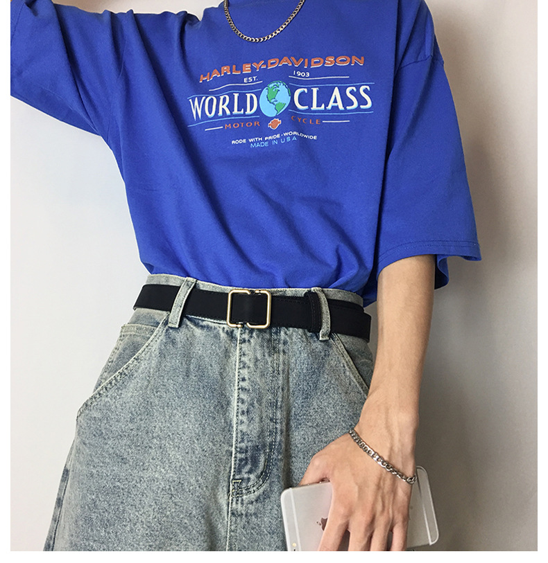 Trendy Belt Men's ins style simple Joker personality pants belt Korean Student Non-porous design factory wholesale_voghion.com