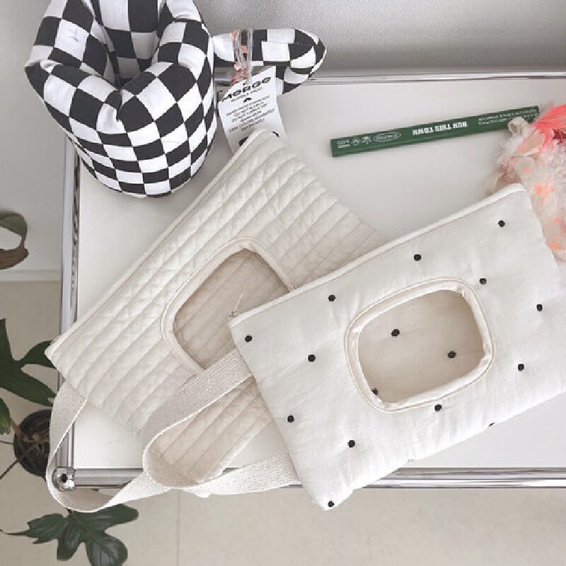 Ins-style Korean-style Car Tissue Box Cute Baby Trolley Tissue Bag Portable Removable Flip Tissue Box
