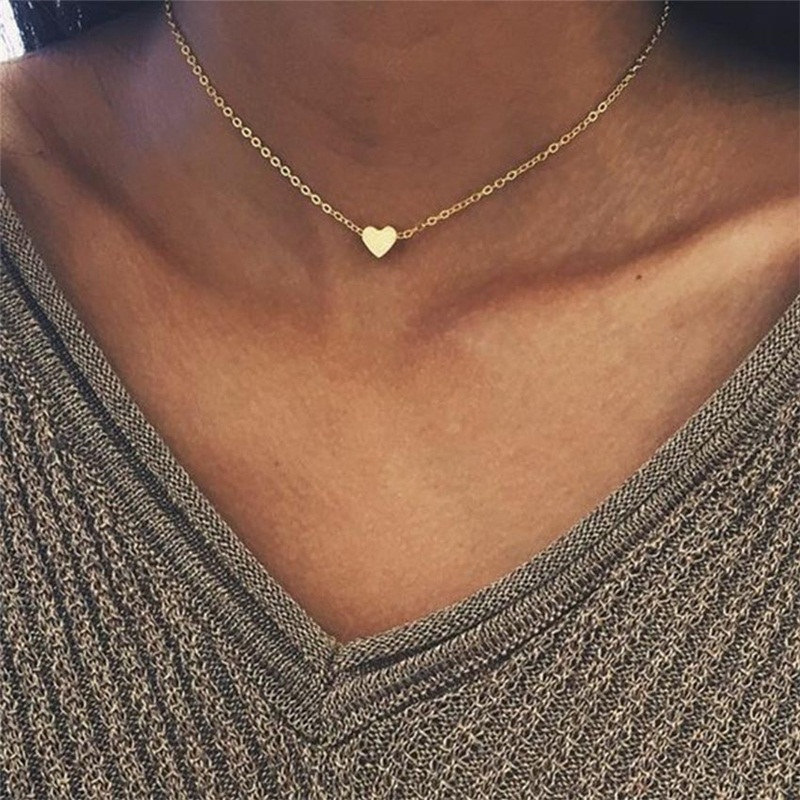 Cross-border accessories for Europe and America. AliExpress hot-selling alloy heart simple clavicle necklace. Simple and elegant versatile necklaces 