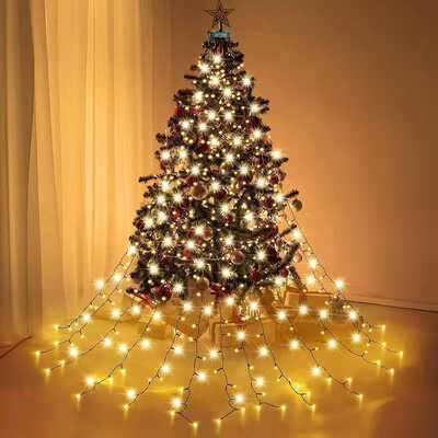 Private Model with Halo Christmas Tree Clothes Light String Low Voltage Five-pointed Star Decoration LED Light String Ring Garden Tree Clothes Waterfall