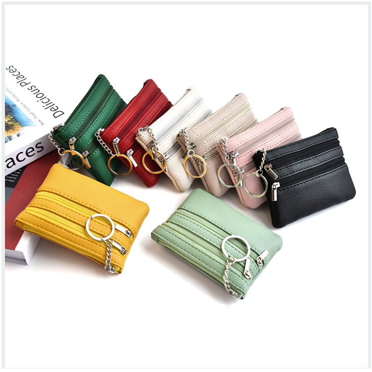 Bolso para llaves de estilo coreano para mujer, de color macarrón, minimonedero sencillo de color sólido para madres, tarjetero pequeño portátil de varias capas, suave_voghion.com